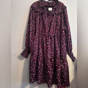 Eloqui Elements Satin Dress with Ruffle Yoke